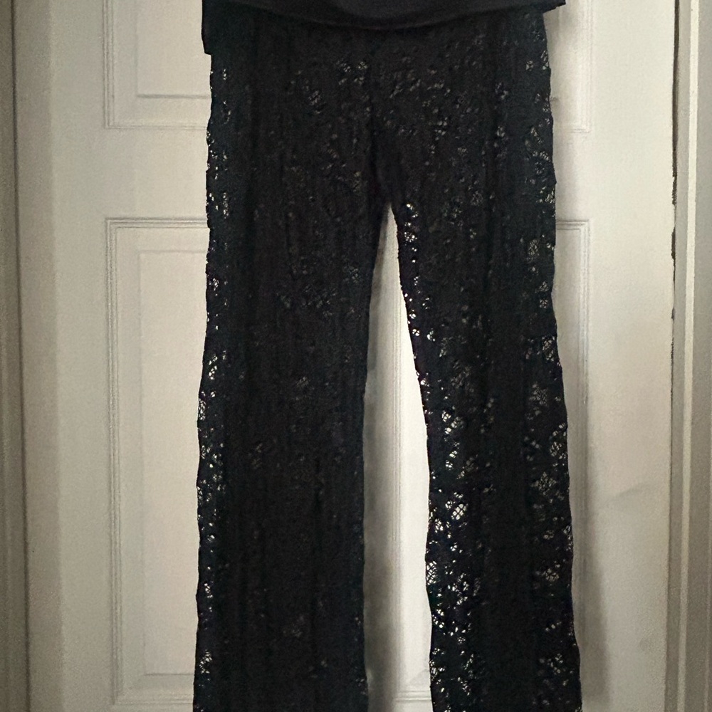 Kenneth Cole Reaction Black Lace Wide-Leg Pants
